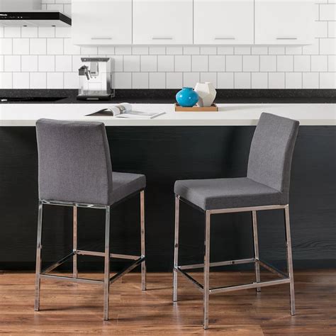 Gray Fabric Bar & Counter Stools 